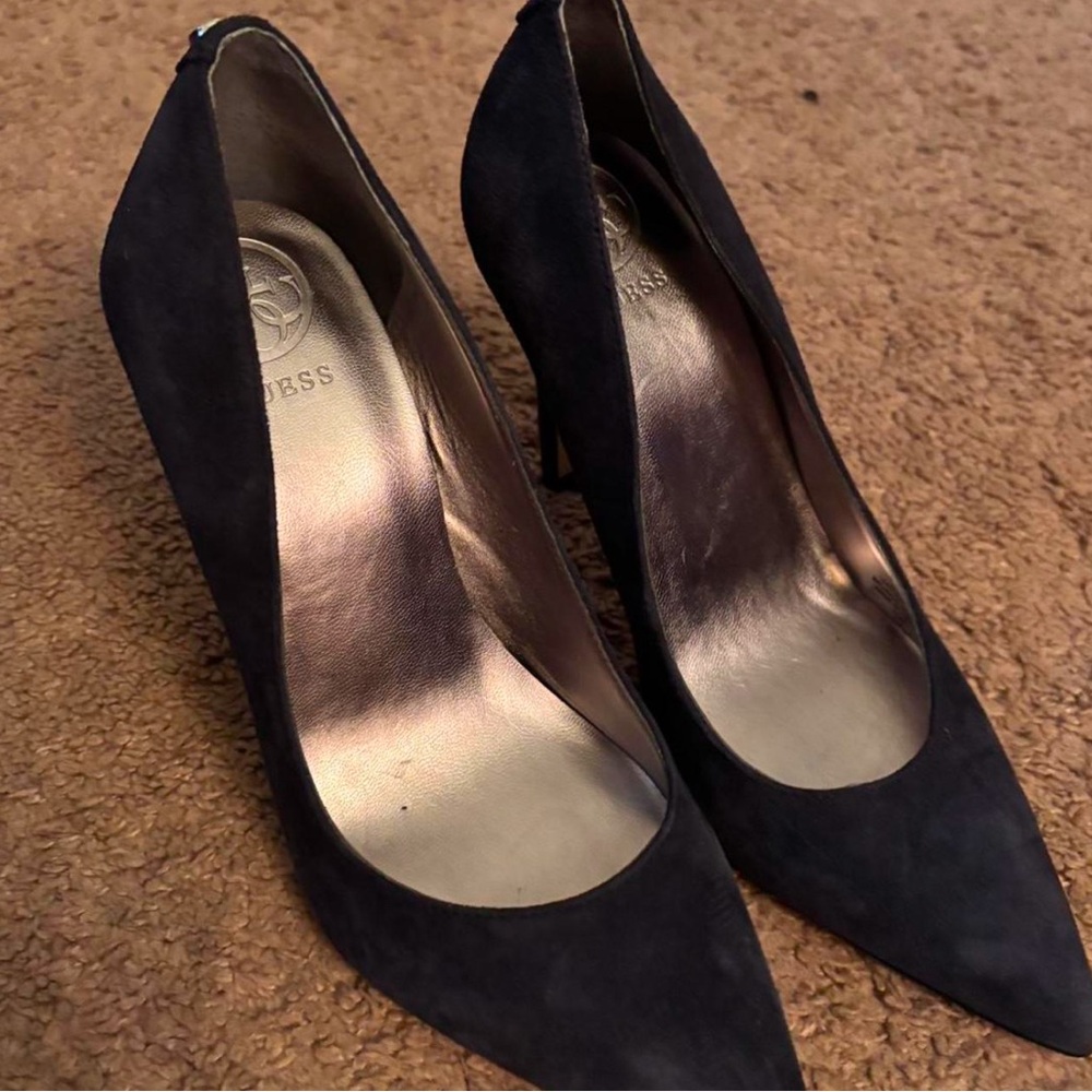 GUESS Navy Blue Suede Heels